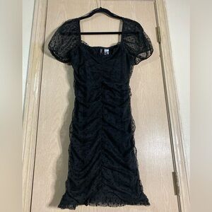 Divided Black Ruched Mini Dress